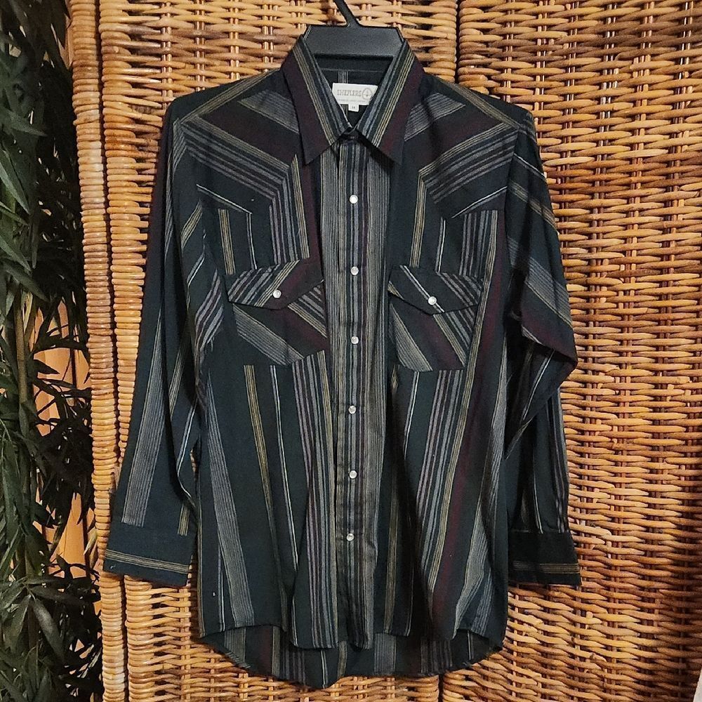 Vintage Sheplers Western Shirt Pearl Buttons M